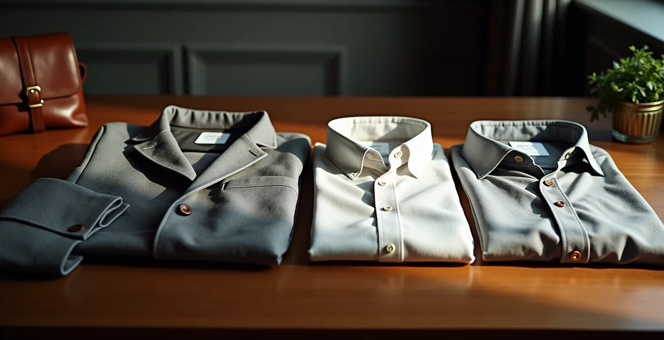 Composition de vêtements en lin avec différents niveaux de froissage sur un mannequin