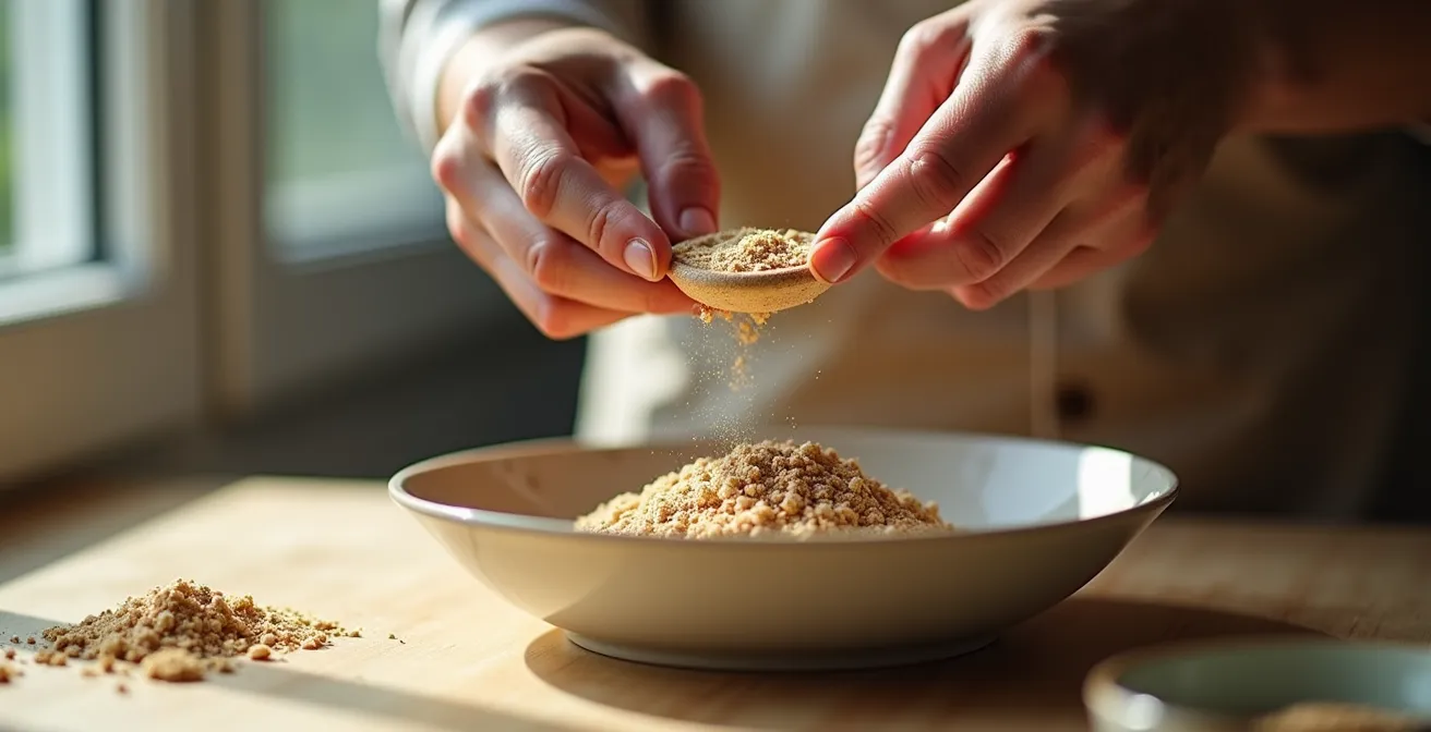 Mains appliquant de la Terre de Sommières sur une céramique tachée