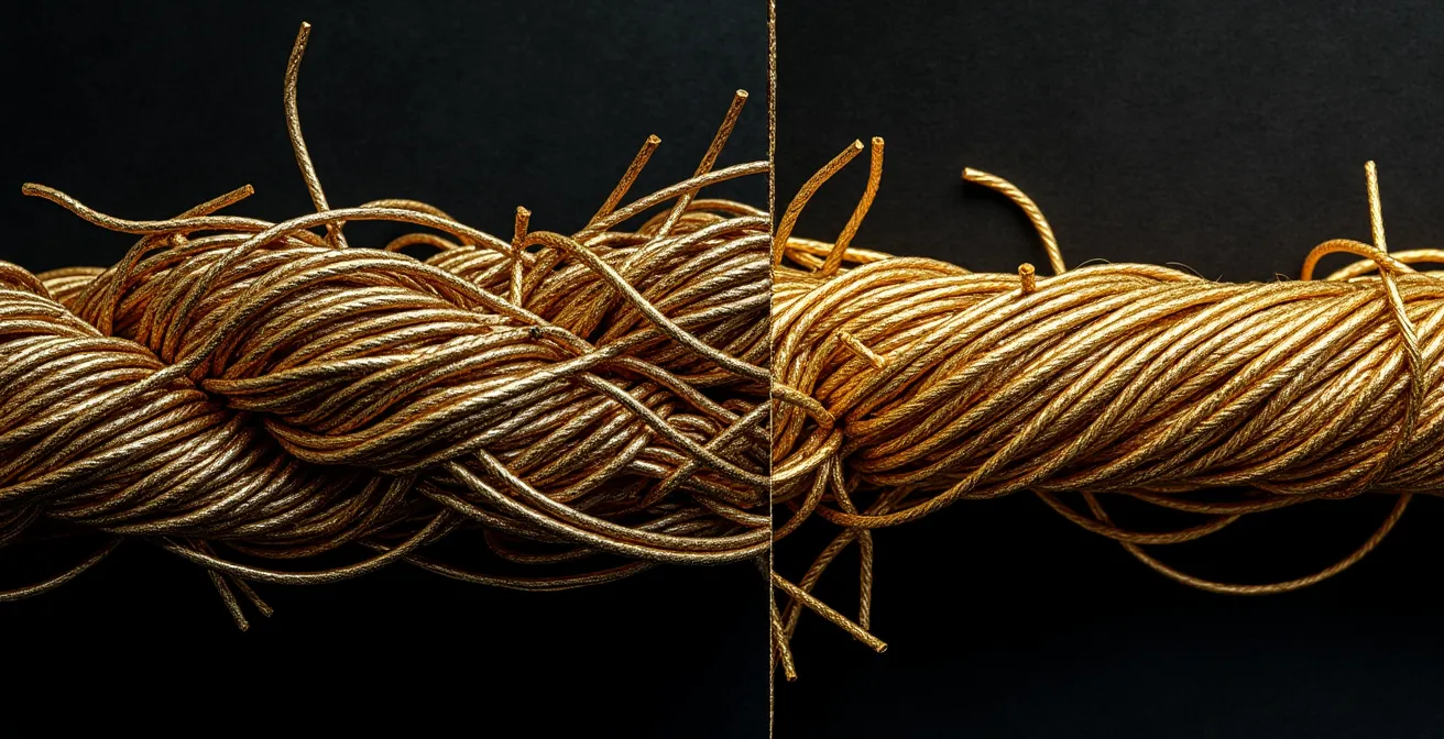 Vue microscopique montrant la structure cristalline du métal avant et après martelage