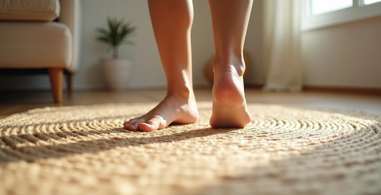 Gros plan sur la texture d'un tapis en jute naturel dans un intérieur épuré