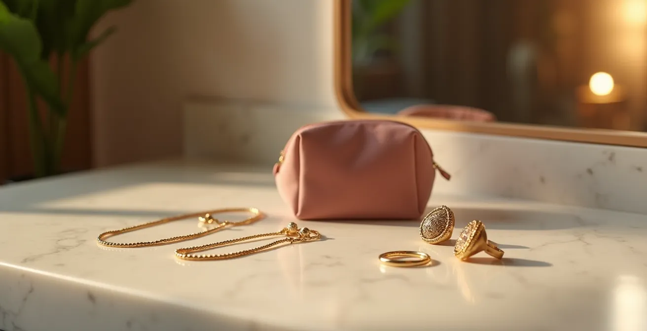 Transformation élégante de bijoux du jour au soir avec ajout d'une pièce statement